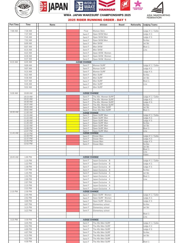 .

𝑾𝑾𝑨 𝑱𝑨𝑷𝑨𝑵 𝑾𝑨𝑲𝑬𝑺𝑼𝑹𝑭 𝑪𝑯𝑨𝑴𝑷𝑰𝑶𝑵𝑺𝑯𝑰𝑷𝑺 2025

日時:2025年10月25日(土)・10月26日(日)
開催場所:ヤンマーサンセットマリーナ

大会に出場される皆様
スケジュールのご確認をよろしくお願い致します！
ご不明点はハナサカスタッフ又はハナサカショップインスタグラムのDMまでお問い合わせください。

今シーズン最終戦となります！！
皆さんの思い出に残る2日間になりますように❤️‍🔥

大会前日まで通常トーイングも行っております😊
ご予約もお待ちしております🌸

@wwajapan 
@japan_wakesurfing 
@hanasakasurf 
@yanmarmarineinternationalasia 
@asia_wakesurfing_federation